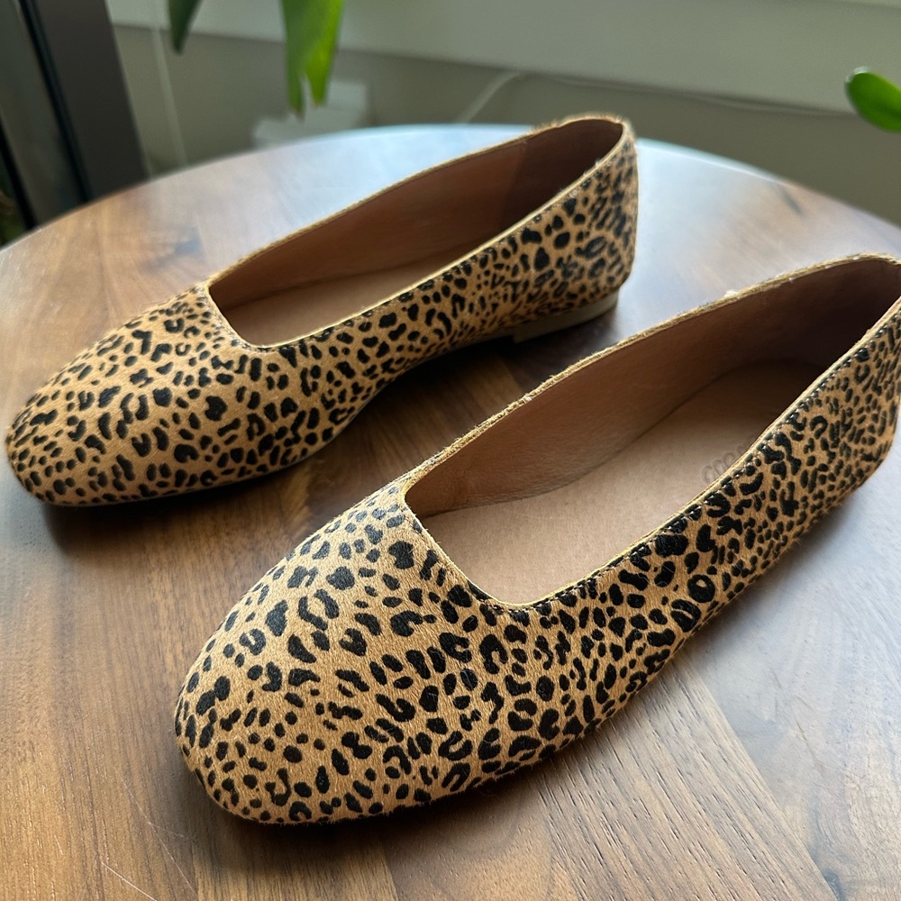 Madewell Cory Genuine Leather Animal Print Flats